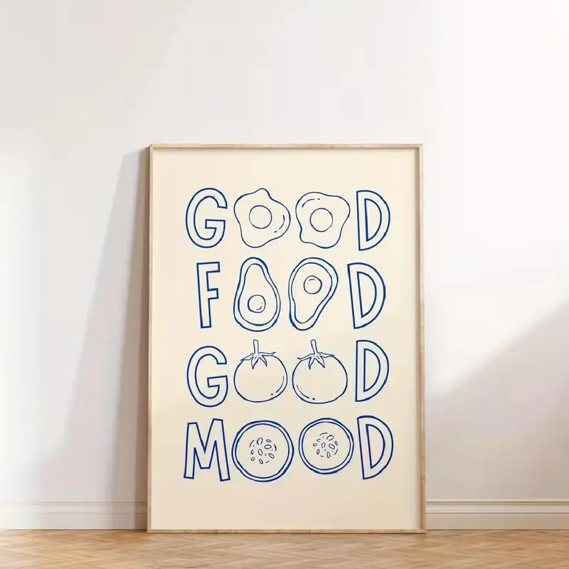 Rustic Restaurant-Inspired Food Print Wall Art, Trendy Minimalist Breakfast Poster, Chic Cooking Decor Tube for Kitchen Spaces (17x17in, 27x40in Sizes), All Ages