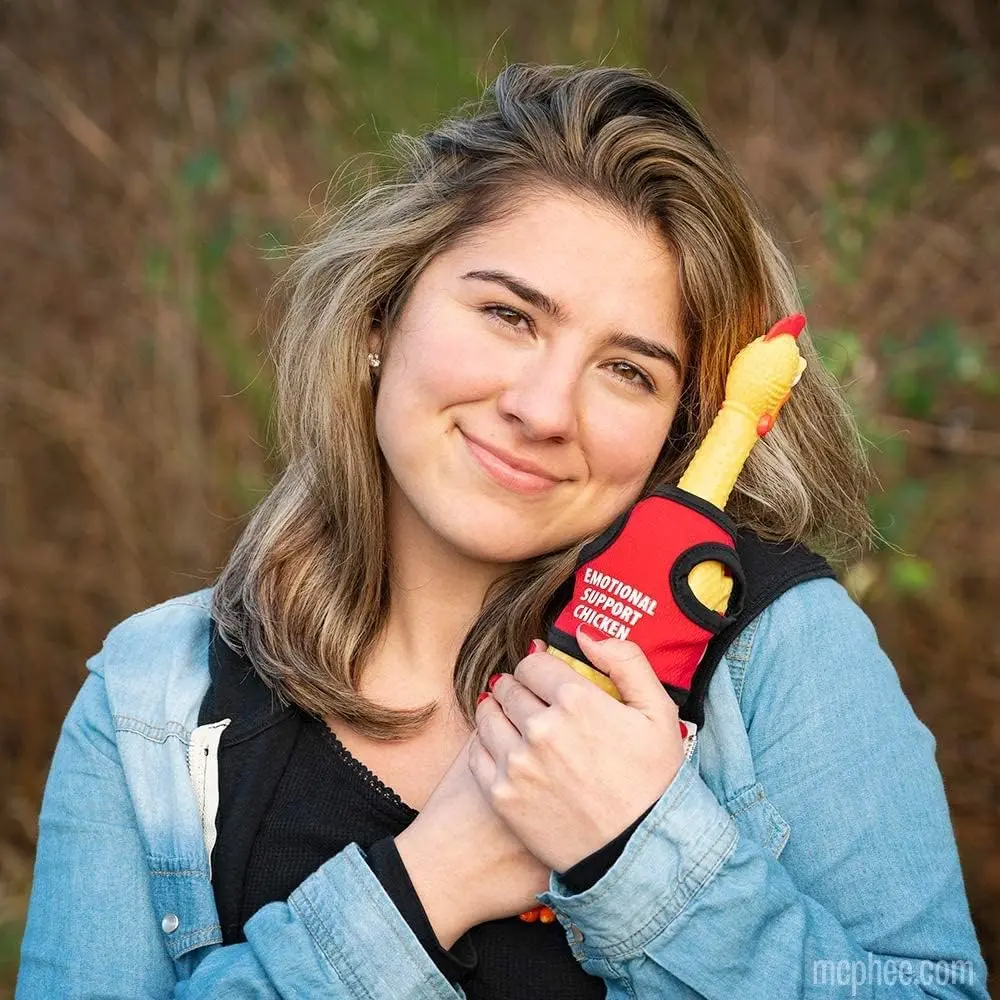 Emotional Support Squeaking Rubber Chicken – Stress Relief with Hilarious Squawk 🐔
