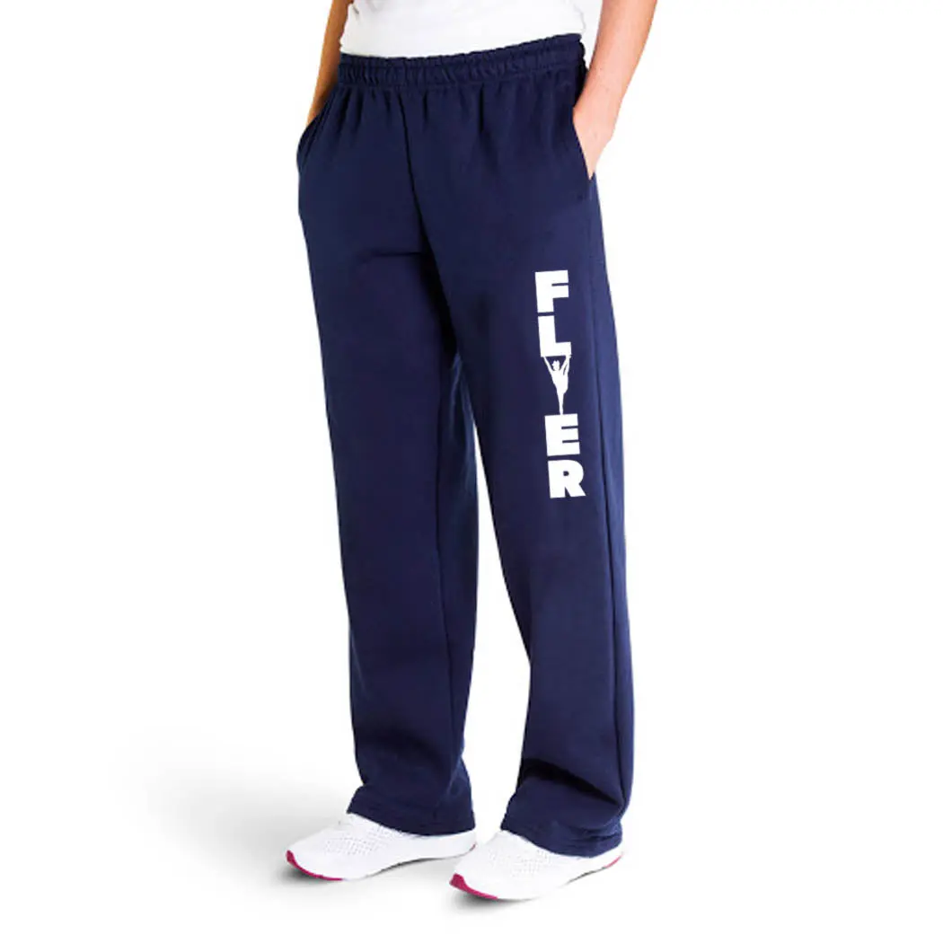 Unisex Cheerleading Flyer Fleece Sweatpants - Drawstring-Waist, Full-Length, No-Pill Gym Bottoms with Straight Pockets for Gym Practice