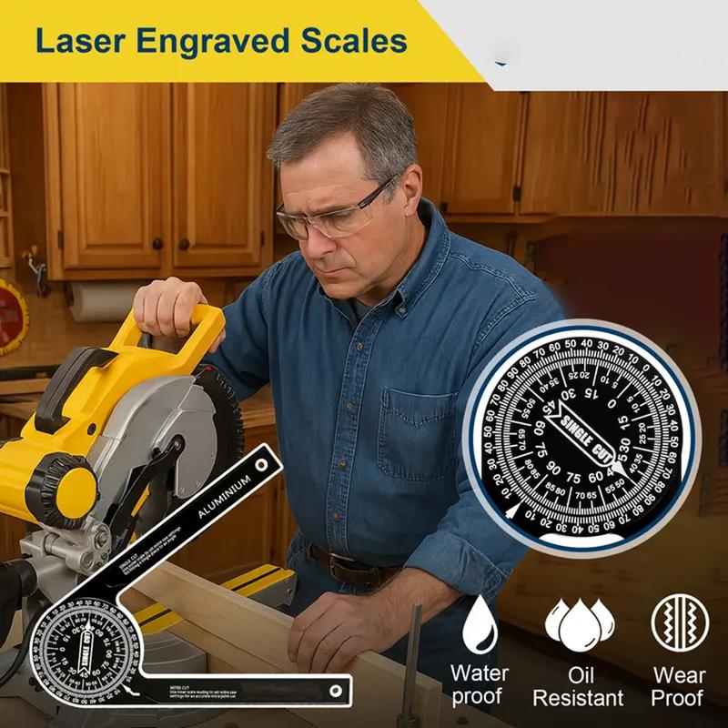 Aluminum Miter Saw Protractor for Woodworking, 360° Angle Finder with Laser-Engraved Scales Compatible with DW7084, Fits DW703, DW706, DW708, DW712, DW715, DW716, DW717, DW718, DWS780