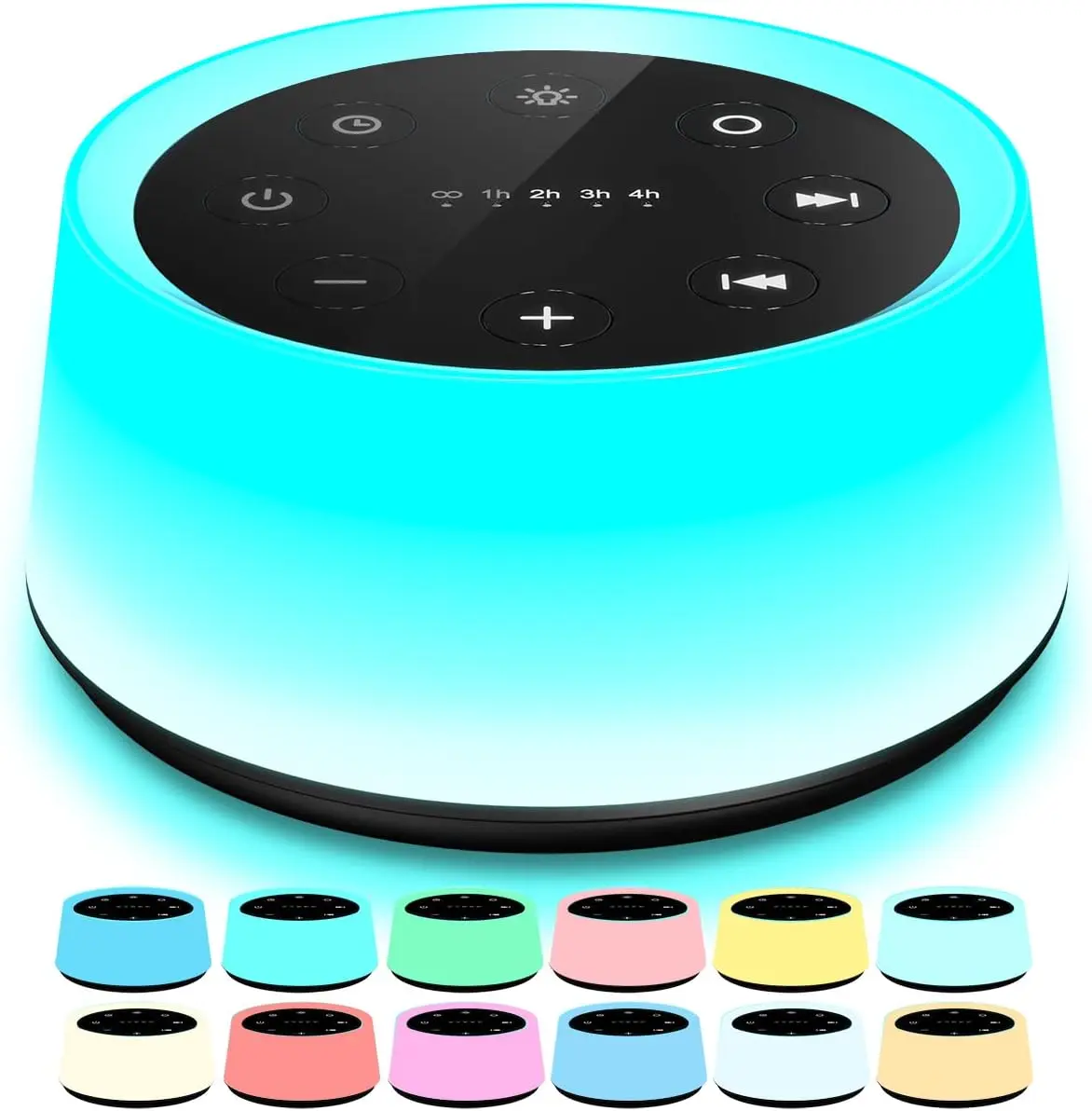 ColorsNoise Audio Sound Machine Speaker - 30 Soothing Sound Effects, 12-Color Baby Night Light, Memory Function, Colorful LED Wireless Built-In Electronic Speaker (Black), Colorful Led Speakers