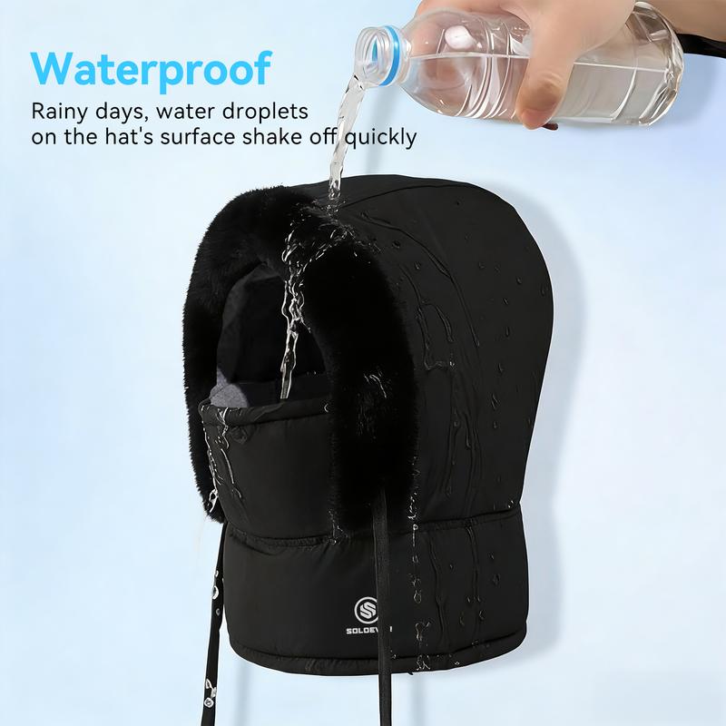 SOLOEVER 3-in-1 Thermal Hat Plush Balaclava Windproof Waterproof Adjustable Fit for Men Women Unisex Design Ideal for Outdoor Activities Ideal Gifts for Christmas outdoor winter warm hat cold