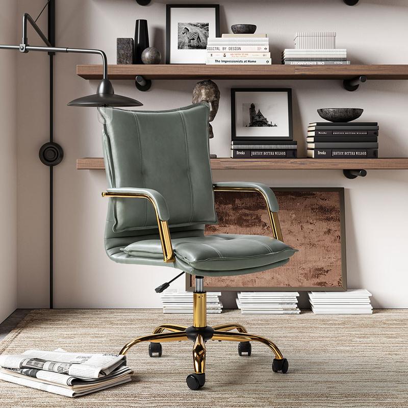 Hulala Michele Modern Office Chair, Computer Task Chair, Criss Cross Chair, with Arms Height-adjustable with Tufted for the Living Room and Office