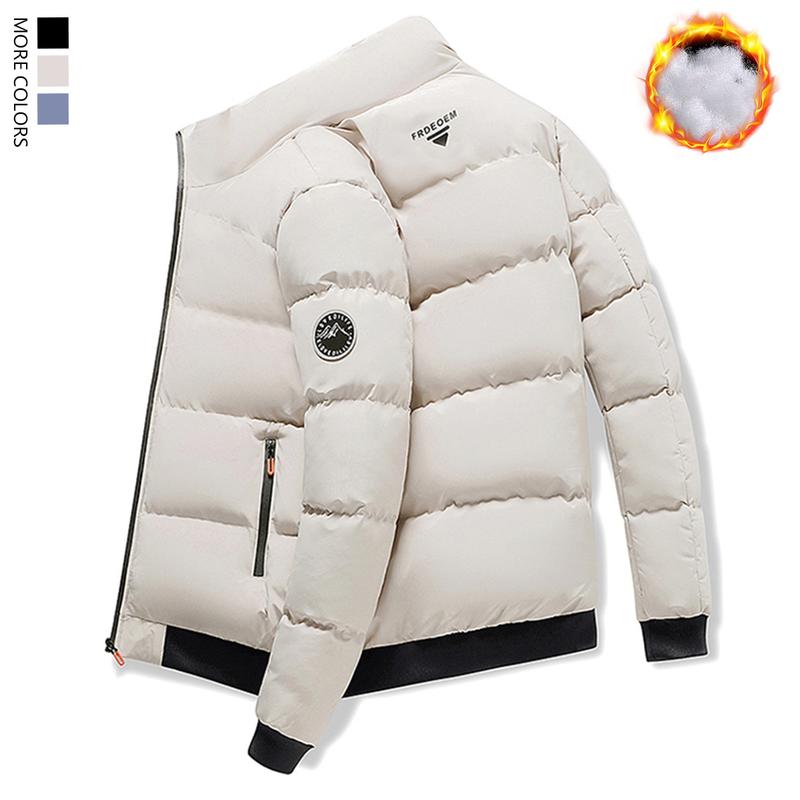 Stylish men's windproof warm jacket, full zipper small stand-up collar design.Lightweight polyester shell, warm and comfortable.Spring and autumn are suitable for all seasons, and leisure and formal can be used.Hand washable with zip pocket