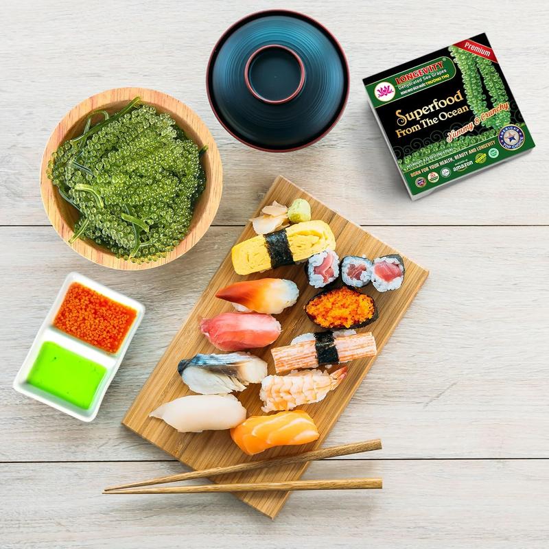 LONGEVITY Dehydrated Sea Grapes, 1.4 oz of (Pack of 2), Umibudo Green Caviar, Lato Seaweed | Enhance Health, Boosting Immune System, Valued Natural Gift From Sea (Original, 40g)