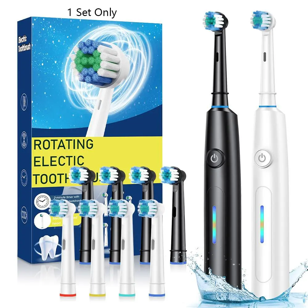 Rotating Electric Toothbrush with 4 Brush Heads for Adults 5 Modes Rechargeable Power Toothbrush with 2-Minute Smart Timer, Teeh Cleaning Brush, Teeth Cleaning Tool