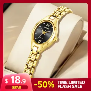 LIEBIG Elegant Luxury Women's Watch, 21mm Oval Design, 3ATM Waterproof, Gold Stainless Steel Strap, Modern Fashion Watch, Suitable for All Occasions, New Year Gift