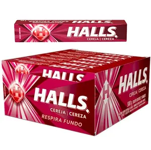 HALLS Cereza Cough and Throat Relief Cherry Cough Drops 12 Pack Sticks with 6.8 mg Menthol per Drop for Adults & Children 5+ Years - Snack, Candy