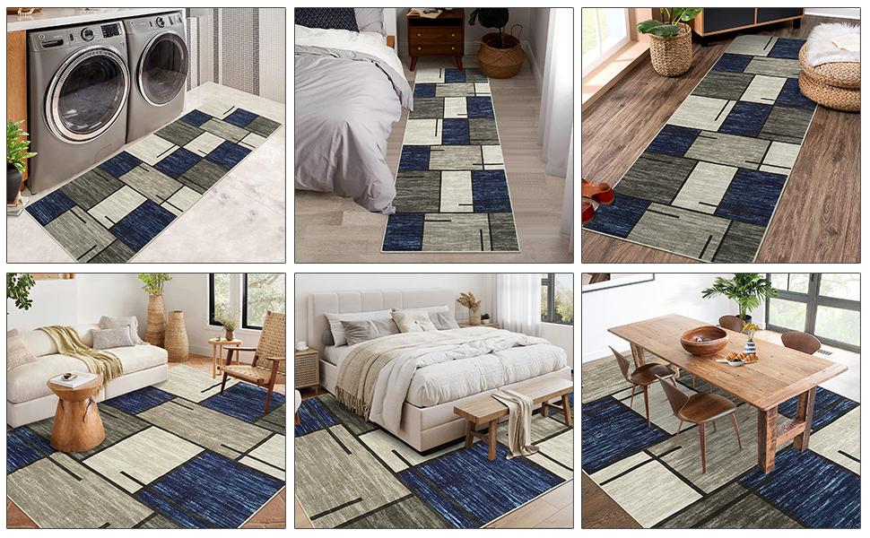 【GARVEE】Washable Rugs 8 x 10 Rug for Living Room Modern Geometric Rug Non Slip Navy Rug Soft Floor Mats Large Area Rug Stain Resistant Carpet for Bedroom Dining Room Nursery Blue/Taupe 8'x10' 【GARVEE】Washable Rugs 8 x 10 Rug for Living Room Modern Geometric Rug Non Slip Navy Rug Soft Floor Mats Large Area Rug Stain Resistant Carpet for Bedroom Dining Room Nursery Blue/Taupe 8'x10'