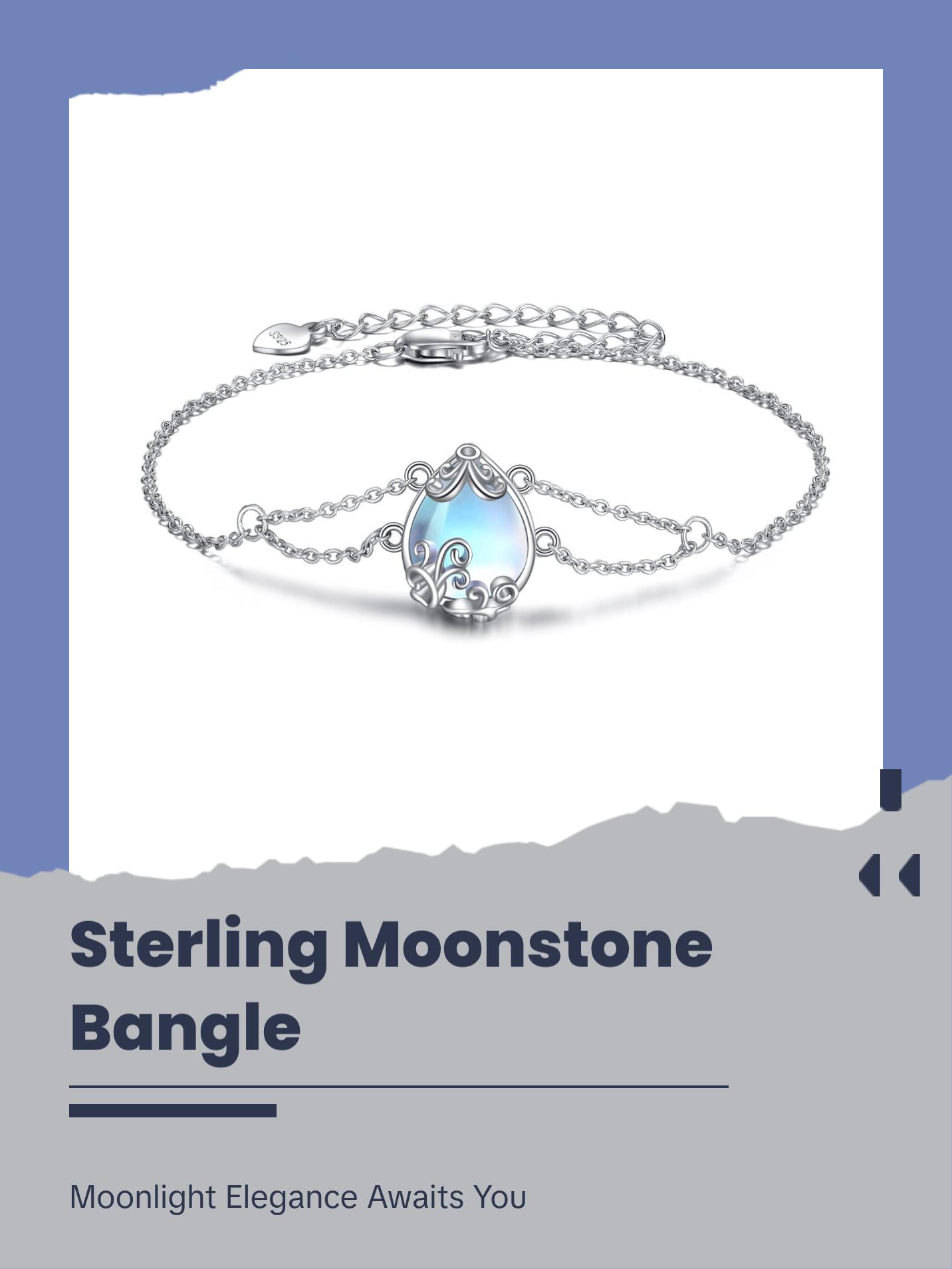 Adjustable Sterling Silver Moonstone Bracelet