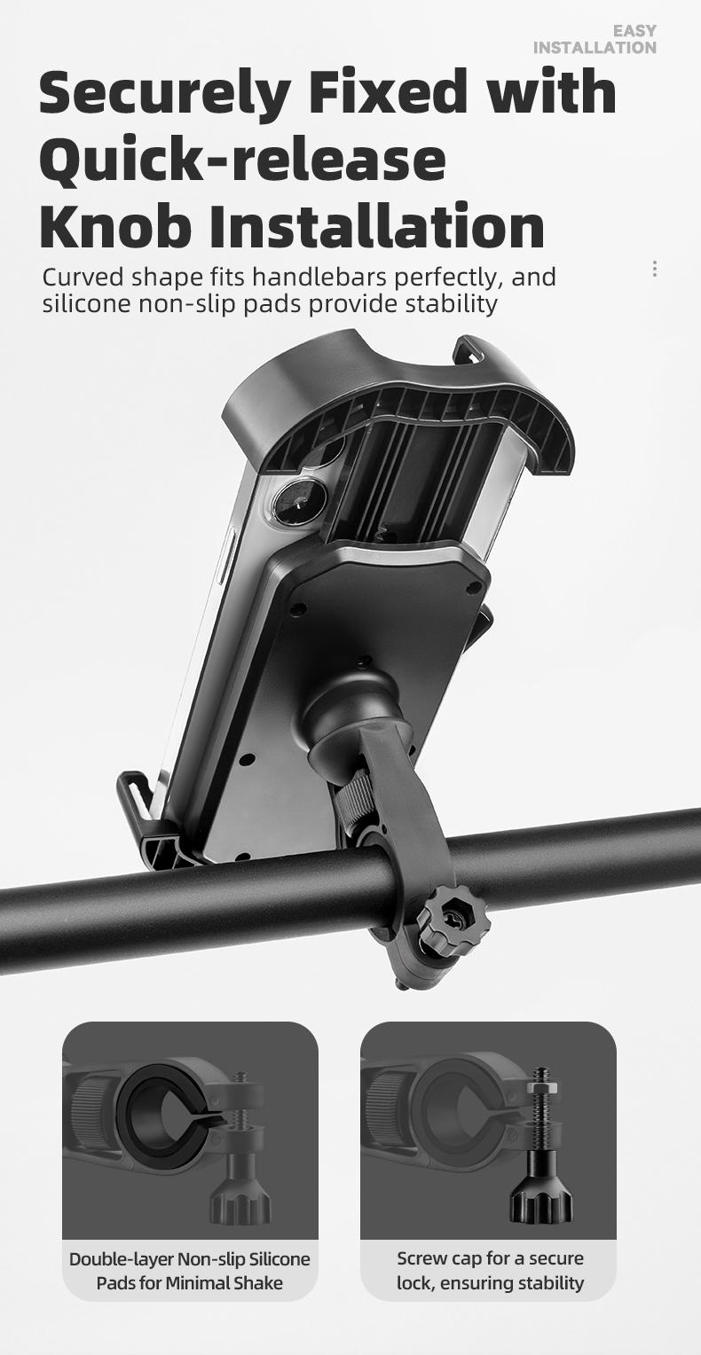 ROCKBROS Motorcycle Phone Mount, Motorcycle Phone Holder with Security Lock, Shockproof Phone Holder for Motorcycle, Adjustable Motorcycle Phone Holder Mount, Suitable for 4.7”-6.8” Phone