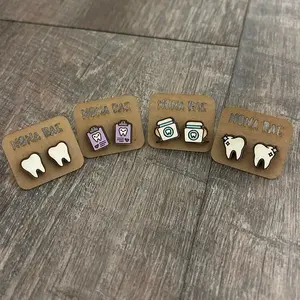 Dentist Earrings – Tooth, Floss & Dental Hygienist Wooden Studs