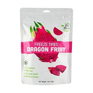 BIG GREEN Freeze Dried Dragon Fruit - 100% Natural Fruit Snack, 60g, Zero Sugar, No Additives, Healthy Vegan Treat