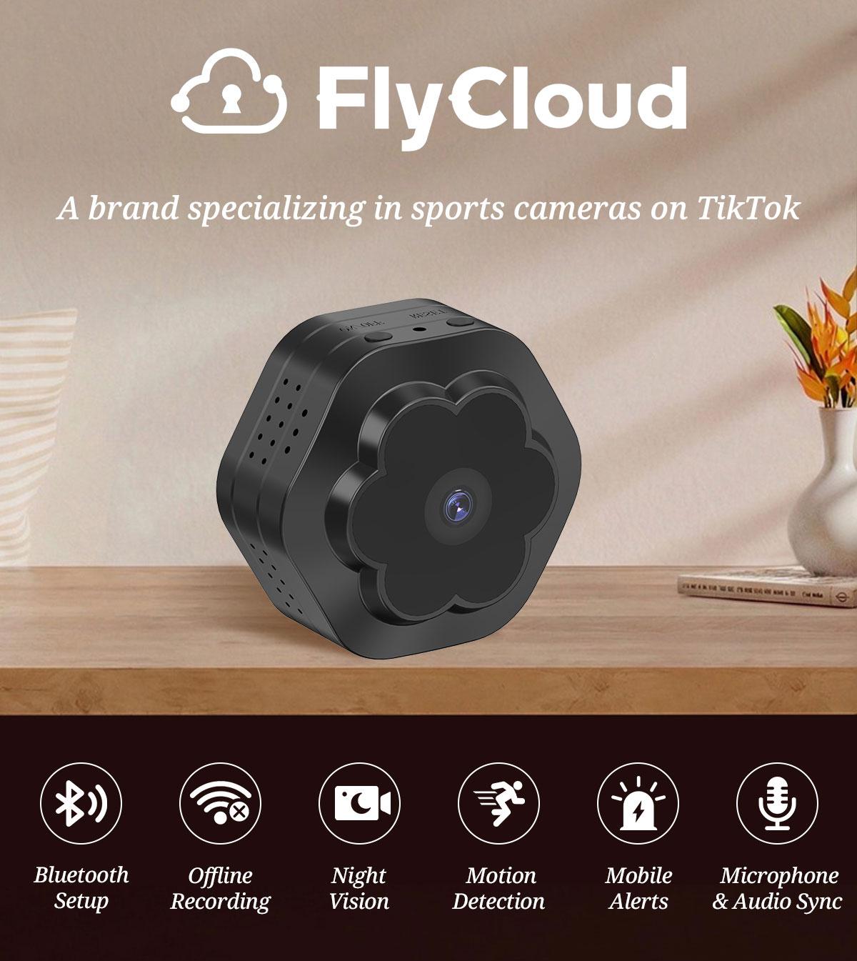 Flycloud F0 Mini WiFi Home Camera 1080P Full HD, Plug-in & Rechargeable, Night Vision, APP Alerts, Motion Detection for Home, Baby & Pet Monitor