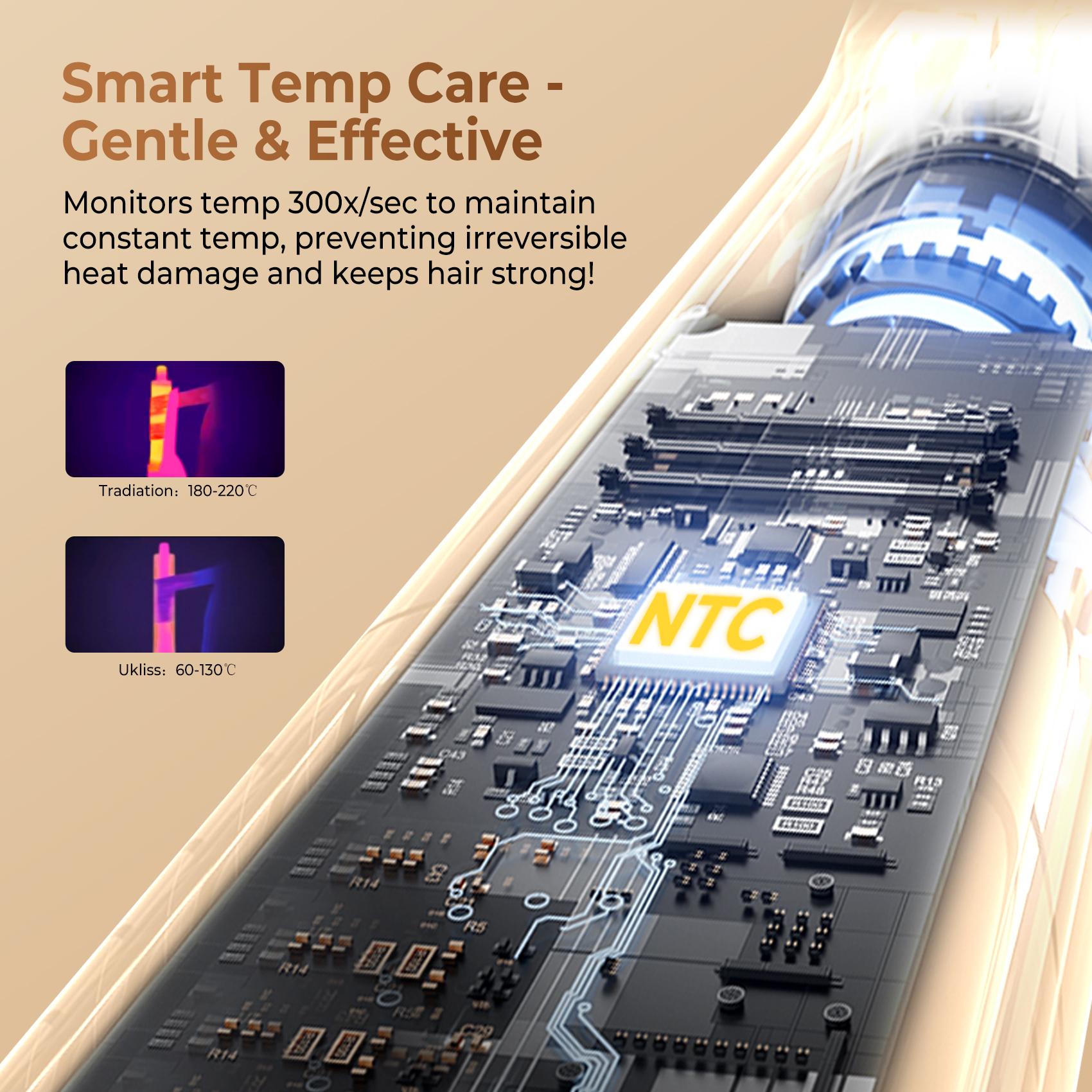 UKLISS FusionAir DIY HairStyler Airstyler Champagne Gold 90-Day Free Trial & Refund 2 Year Warranty 110000RPM HairCurler + HairStraightener + HairDryer + HotAirBrush + LowTemperatureHairCare + NegativeIons + BlowoutBoost + HairDiffuser + Fluffier