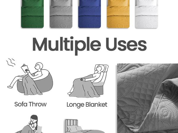 Lightweight Quilted Bedspreads Queen size Bed- 3 Piece Oversized Bedspreads Queen- Soft Bedding Set with 2 Matching Pillow Shams - Best For Gift