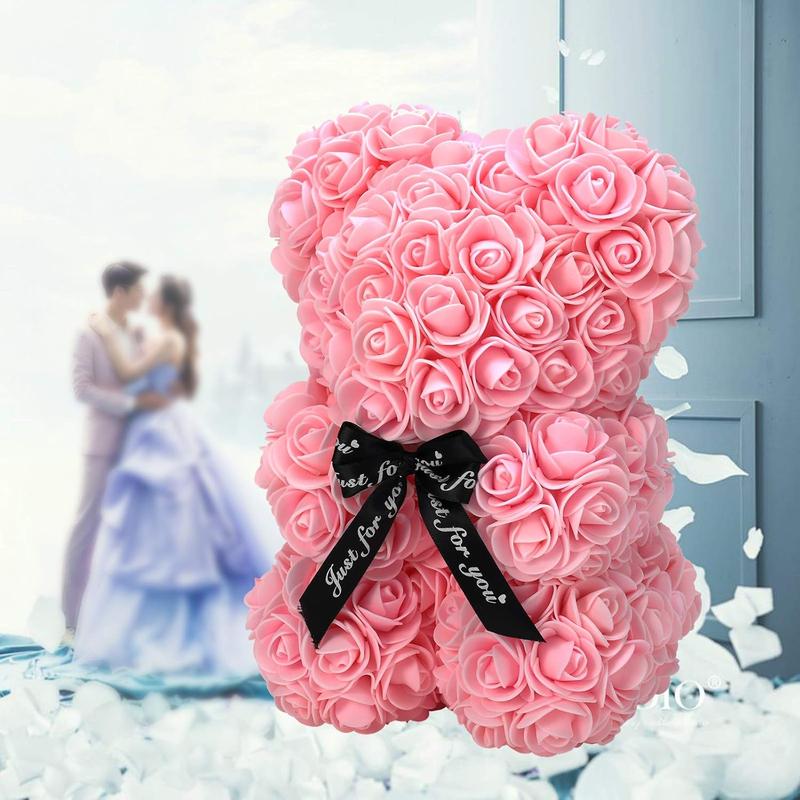 Artificial Rose Teddy Bear -Rose Flower Bear Fake Rose Flower Gifts for Wedding, Birthday，Valentine's Day， Anniversary's, Mothers/Girlfriend