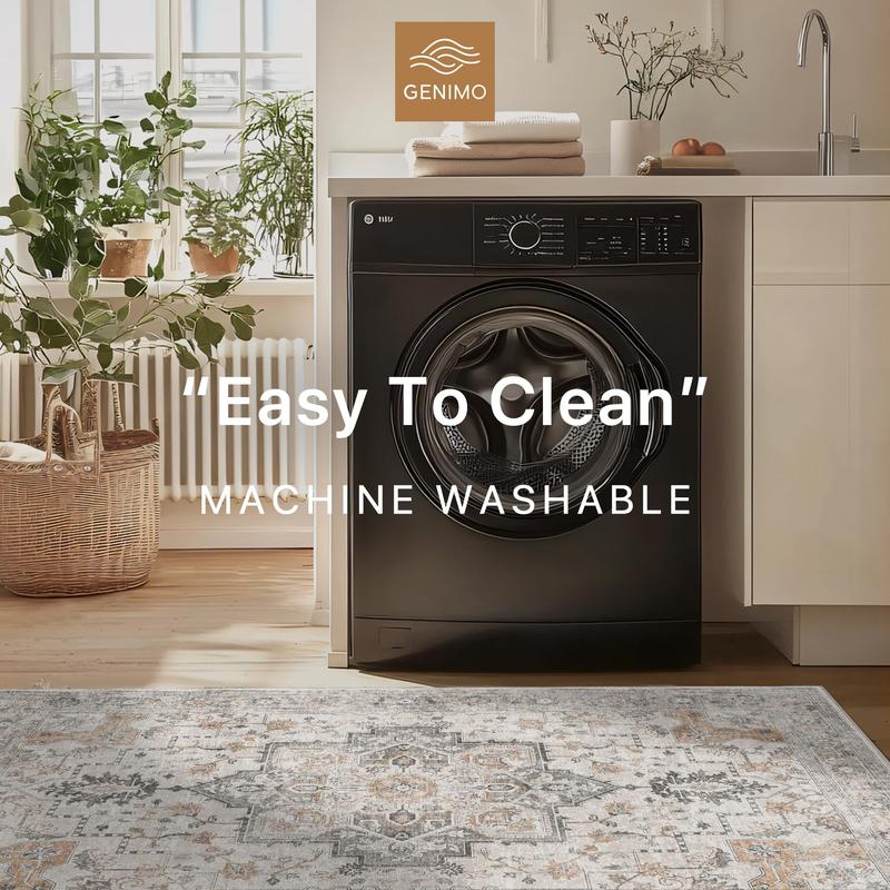 GENIMO Christmas Non Slip Area Rug for Living Room, Entryway, Bedroom, Kitchen and Corridor - Lightweight Mat, Machine Washable Low Pile Rugs