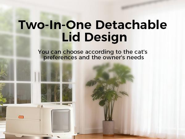 【2026 New Year Sale】Comhoma Extra Large Stainless Steel Cat Litter Box with Lid for Big Cats | XL Enclosed Metal Pan with High Sidewalls & Removable Cover | Leak-proof, Non-stick, Easy-Clean