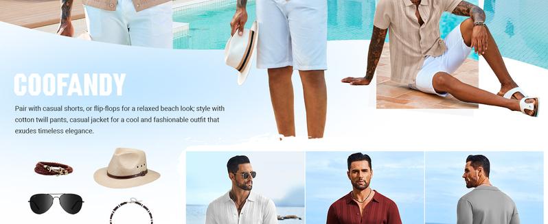 COOFANDY Men's Knit Shirts Short Sleeve Casual Button Down Polo Shirt Summer Beach Vacation Shirts Outfit Top