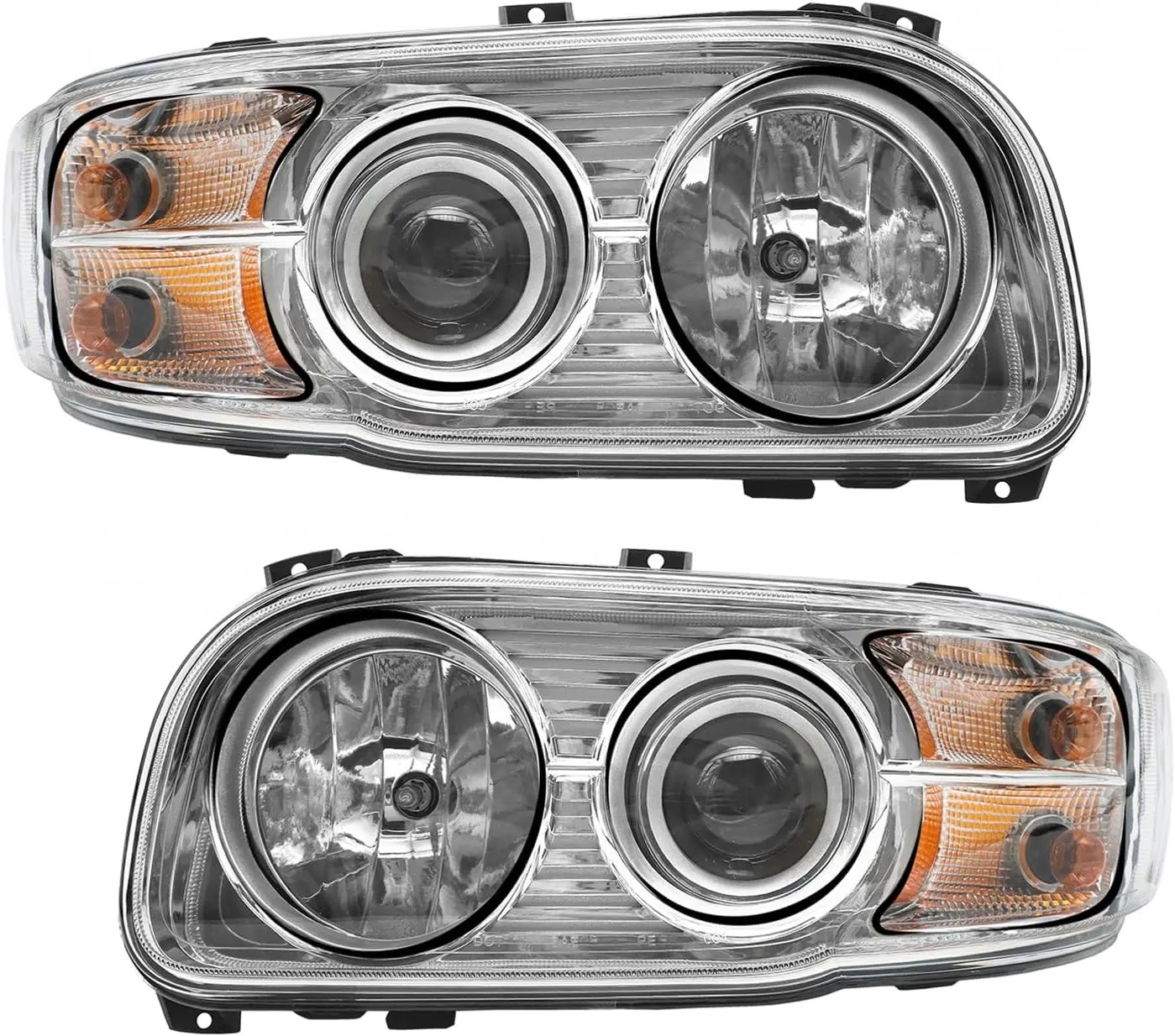 Halogen Headlight Assembly for 2008-2018 Peterbilt 388 389 Truck, Chrome Housing Clear Lens OEM Replacement (Pair/Left/Right Options)