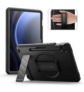 Dexnor Case for Samsung Galaxy Tab S10 Lite/S10 FE / S9 FE 10.9 Inch / S9 11 Inch 2023 with Screen Protector Pen Holder [360 Rotating Hand Strap & Kickstand], Full Body Cover for Tablet S9 FE
