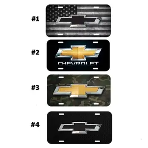 Chevrolet Bowtie Logo License Plate Collection – American Flag, Classic, Camo, Carbon Black 12"x6" Aluminum Vanity Car Tags for Car Truck Decor