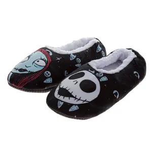 Nightmare Before Christmas Slippers for Women's  Jack and Sally Cushioned Plush Home Wear Warm (Women’s / Adult)