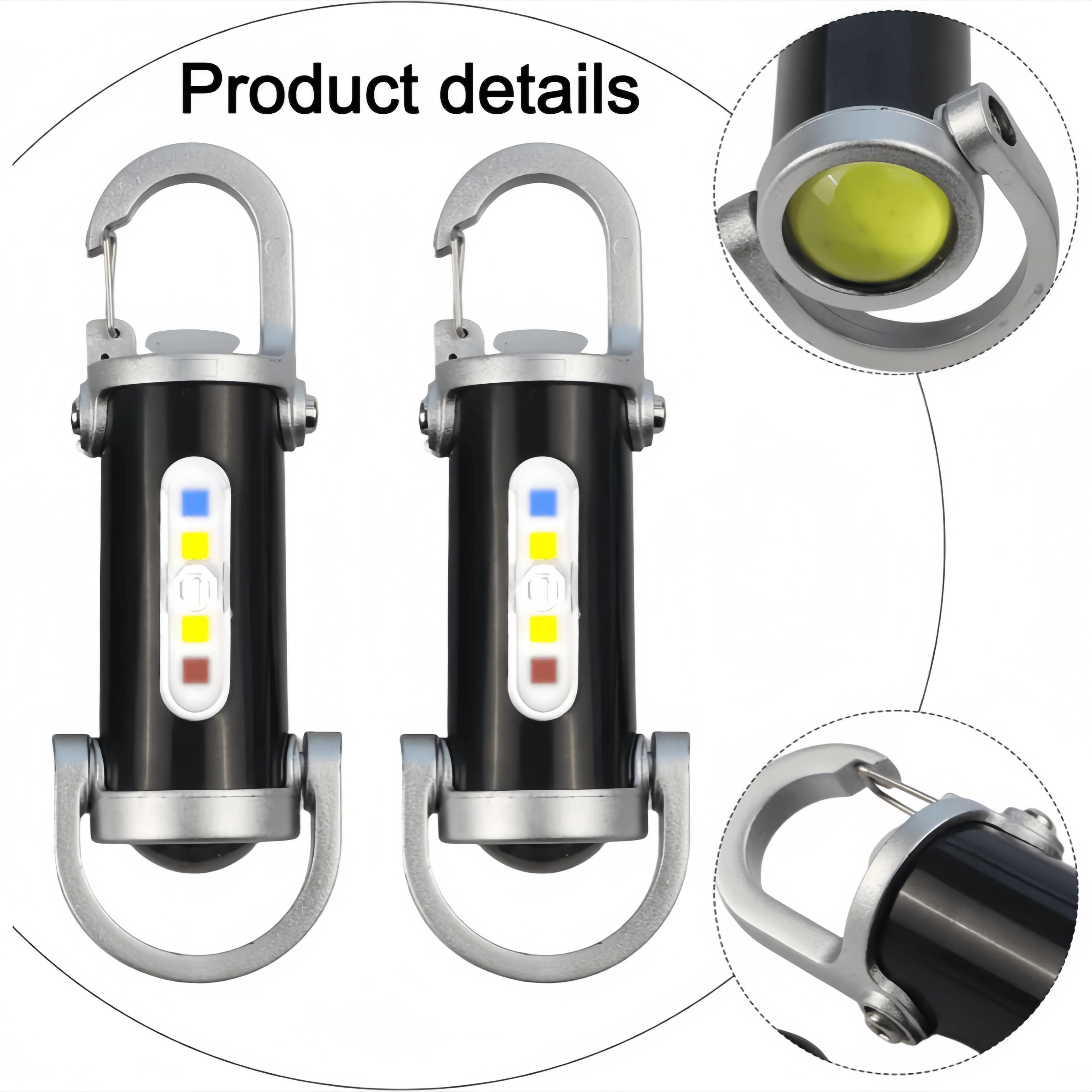 2PC Rechargeable Keychain Flashlights,High Lumen EDC Mini Flashlight, COB Keychain Work LED Flashlight 7 Lighting Mode, Bright quality Mini Keychain waterproof Light for Walking, Searching and Hiking ideal holiday gift Pathway Lighting Christmas Emergency
