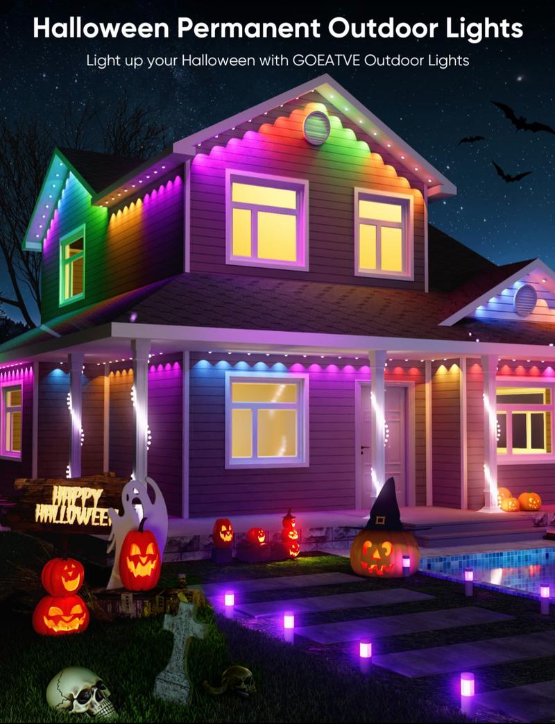 105ft/164ft 16 Million Colors IP67 Waterproof Smart Color Lights 63 Modes TUYA App Voice Control Music Sync Timer for Eaves Walls Pools Lawns Paths Fence