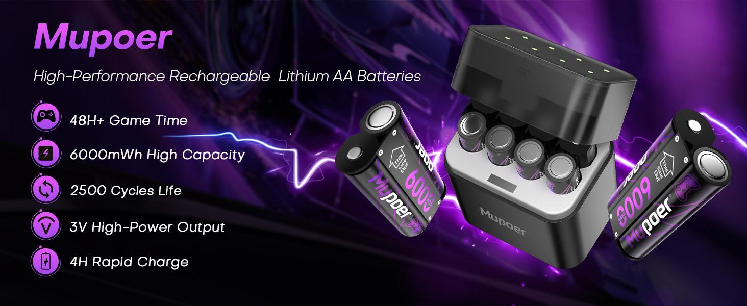 Xbox Controller Battery Pack | Rechargeable AA Batteries Lithium-ion Console Batteries & Chargers | 1.5V Rechargeable Double A Battery | Long Lasting Lithium Battery with Box for Xbox Series X/S,Xbox One X/S,Elite,Blink