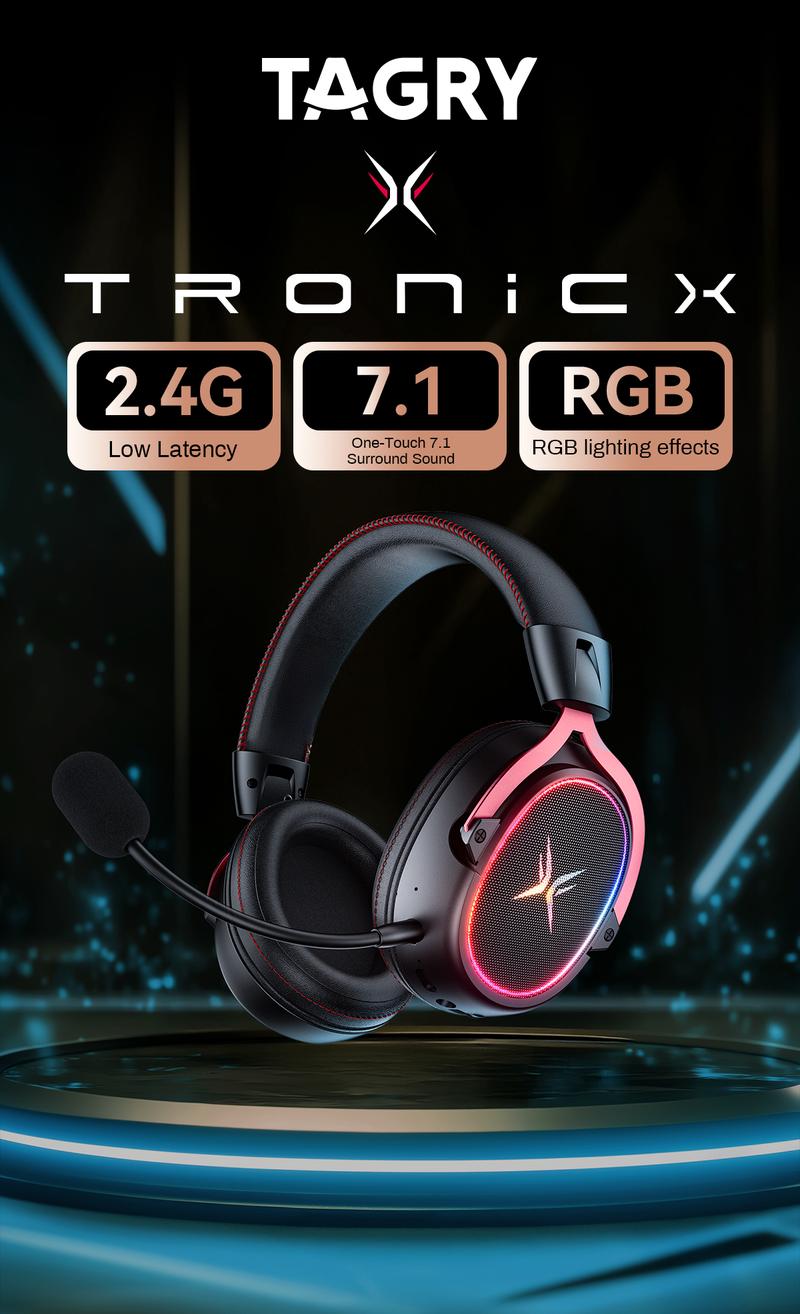 [New Year Picks] TAGRY K3 Gaming Headset - 7.1 Surround Sound - 50mm Drivers - Memory Foam Cushion - Bluetooth 5.3-USB-A/C Dual Interface 2.4G - Wired 3.5mm Audio Jack - For PC, Mac, PS4, PS5,Switch, Xbox, Smart Phone, Laptop, Smart Watch, Tablet