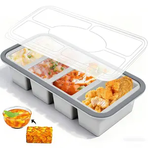 Silicone Freezer Tray With Lid Soup Freezer Container Molds Portions Cubes Perfect for preparing meals in different Portion Sizes Oven & Dishwasher-Safe