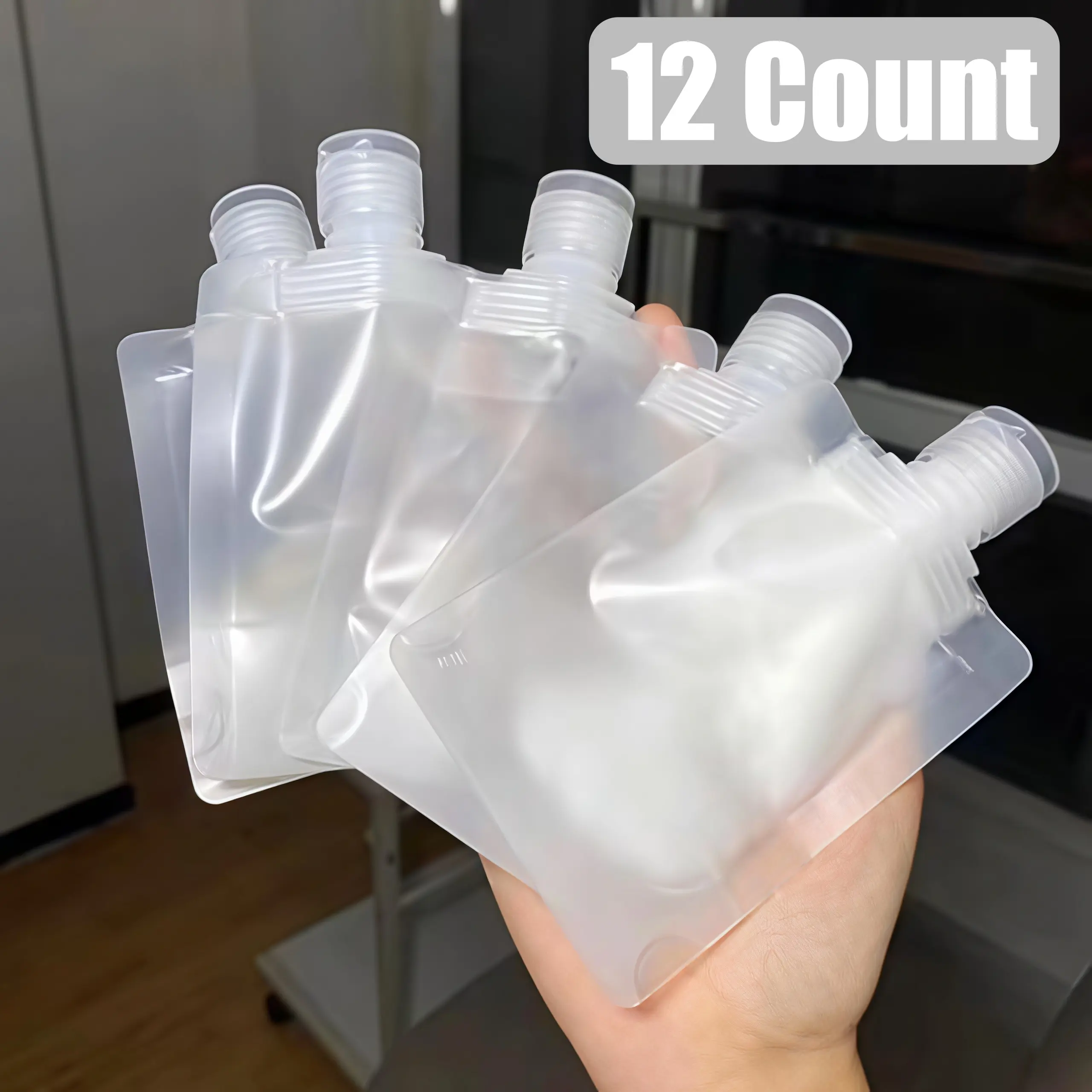 12 Count Reusable Plastic Pouches, Versatile Liquid Carriers for Picnics and Outings