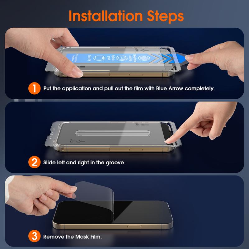 TIDEOK 2 Pack Screen Protector for iPhone 16/15/14/13- Available in Two Styles HD /Privacy-protected Fast Install Scratch-Resistant Smooth Touch Anti-Fingerprint Cases Cover Protection with Oleophobic Coating,Christmas