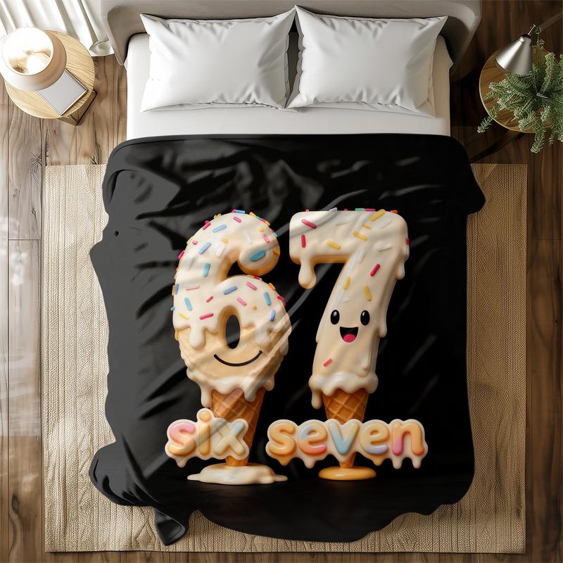 Six Seven Soft Flannel Blanket for Sofa Bed, Warm and Comfortable Nap Blanket, Lightweight Travel Camping Cover, Home Office Chair Bed Throw, Soft Fluffy Blanket, Warm Napping Blanket