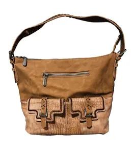 Delta Croc Whipstitch Hobo Purse