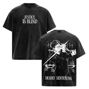 Hiromi Higuruma Jujutsu Kaisen Shirt | Justice Is Blind Deadly Sentencing Design, Cursed Technique Judgeman Courtroom Domain Art, Dark Anime Sorcerer Graphic Tee, Vintage Washed Unisex Streetwear for JJK Fans