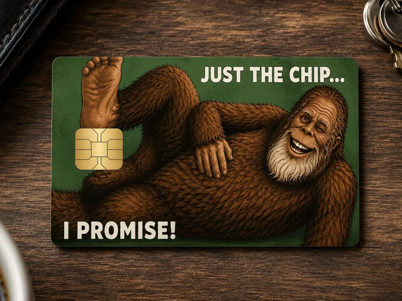 Funny Bigfoot Just The Chip Credit Card Skin Sticker Cover Decal Wrap 2-Pack – Sasquatch Humor Wallet Design