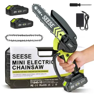 SEESE Cordless Brushless Mini Chainsaw (2000mAh) – Lightweight Portable Electric Saw for Pruning, Wood Cutting, Gardening, and Camping – Suitable for Women and Seniors