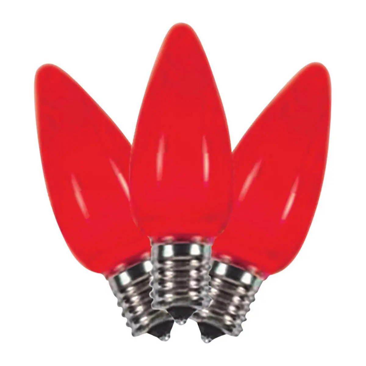 Christmas Light C9 Smooth Ceramic Red LED Lighted Bulbs - 2 in., 25-Count Pack, Super Bright, Weatherproof, Indoor/Outdoor Festive Home & Party Decorations, Super Bright Led