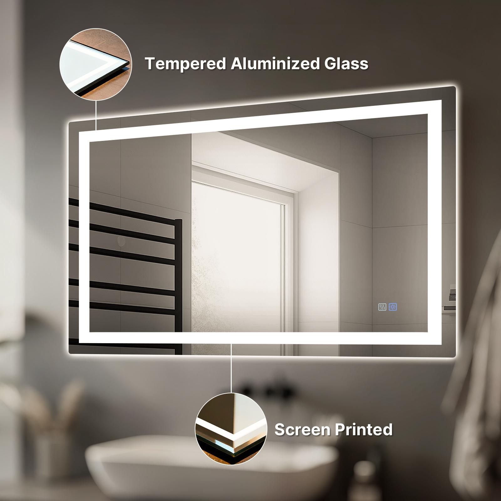 HYPERLITE Dimmable Brightness Bathroom Mirror Lights, 36*28 inches Anti-Fog Function Vanity Mirror Memory Setting LED Wall Mirror , Shatter-Proof Tempered Glass, Modern Illuminated Mirror for Bathroom Dressing Area  SpringGlowUp 48*32 60*36 32*24 36*24