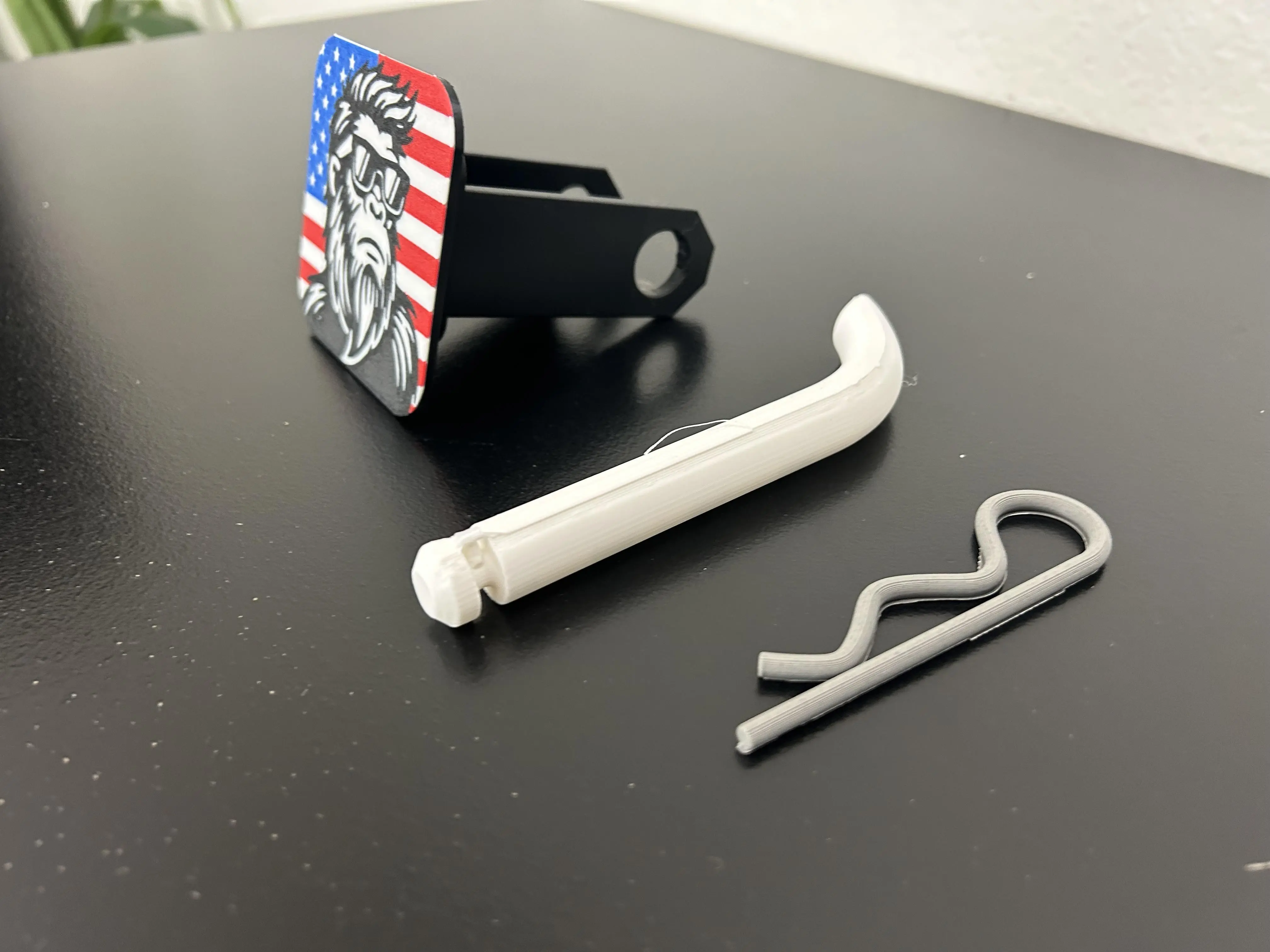 Bigfoot Trailer Hitch Cover for Trucks, Patriotic Sasquatch Hitch Plug, American Flag 2 Inch Receiver Cover
