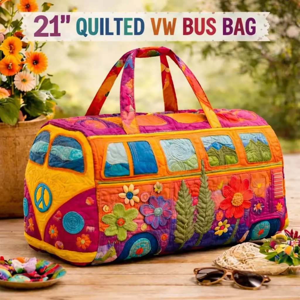 Unisex 21in×10.6in×10.6in Quilted Boho Weekender Bag - Lightweight, Comfortable, Hippie Design, Bohemian, Carry-On, Overnight, Quilted Travel Luggage, Bohemian Travel Bags, Carry-On Travel Bags