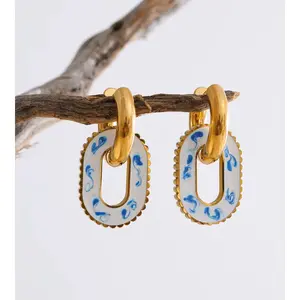 Santorini-Enamel Statement Earrings – Non-Tarnish Waterproof Stainless Steel Earrings