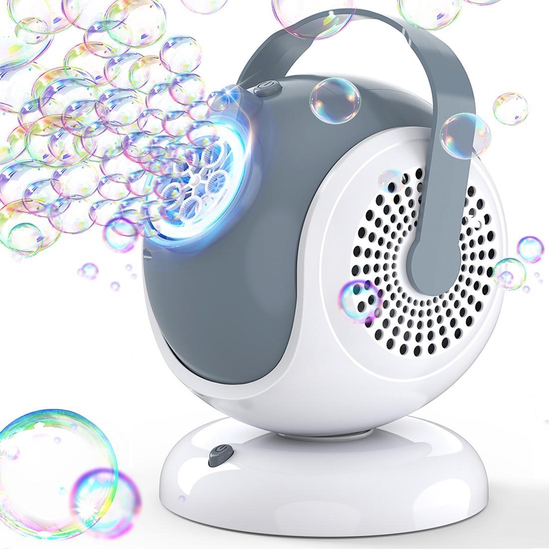Automatic Bubble Machine 360° Oscillation 75° Adjustable Angle LED Light 300ml Tank Safe ABS Material Ideal for Birthdays Weddings Outdoor Fun Perfect Gift for Kids & Families