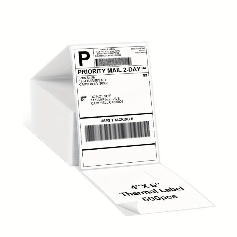 500 4x6 Fanfold Direct Thermal Shipping Labels for Zebra & Rollo Printers