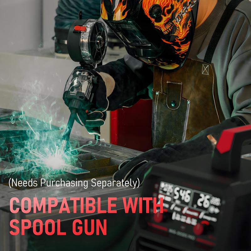 YESWELDER MIG-205DS-PRO Aluminum MIG Welder 205Amp | Synergic Control, 110/220V Dual Volts & Large LED Display | Gas/Flux Core/Spool Gun/Lift TIG/Stick Multiprocess Welding Machine