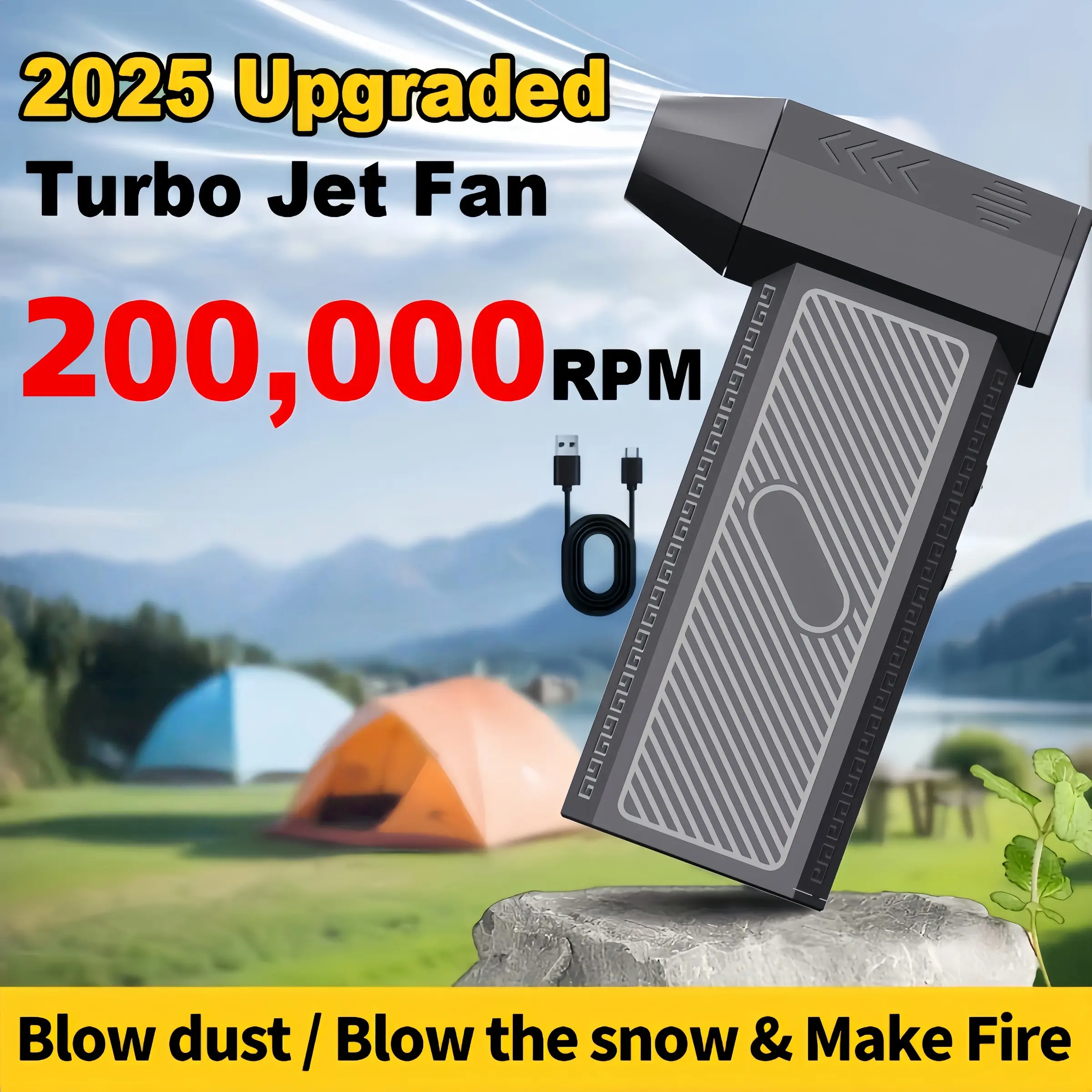 Portable Handheld Turbine Fan, Handheld Fans, USB Charging, High Speed, Unisex Design, Durable Polymer Battery, Multiple Modes, Ideal for Outdoor Use