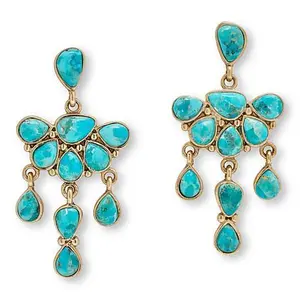 GemHues Bronze Composite Turquoise Western-Style Chandelier Earrings